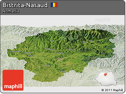 Satellite Panoramic Map of Bistrita-Nasaud, lighten