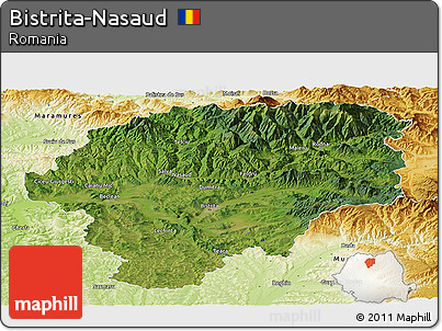 Satellite Panoramic Map of Bistrita-Nasaud, physical outside