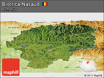 Satellite Panoramic Map of Bistrita-Nasaud, physical outside