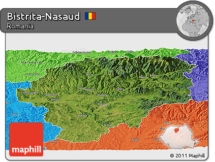 Satellite Panoramic Map of Bistrita-Nasaud, political outside