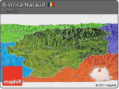 Satellite Panoramic Map of Bistrita-Nasaud, political outside