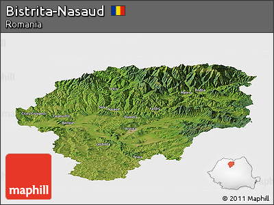 Satellite Panoramic Map of Bistrita-Nasaud, single color outside