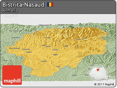 Savanna Style Panoramic Map of Bistrita-Nasaud