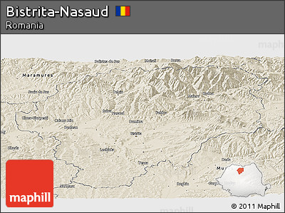 Shaded Relief Panoramic Map of Bistrita-Nasaud