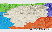 Shaded Relief Panoramic Map of Bistrita-Nasaud, political outside