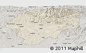 Shaded Relief Panoramic Map of Bistrita-Nasaud, semi-desaturated