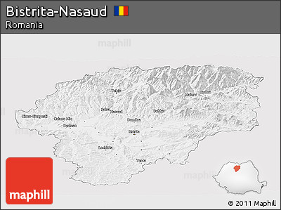 Silver Style Panoramic Map of Bistrita-Nasaud, single color outside