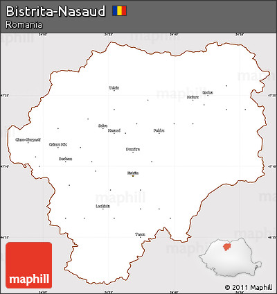 Classic Style Simple Map of Bistrita-Nasaud, cropped outside