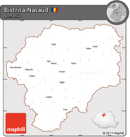 Classic Style Simple Map of Bistrita-Nasaud, cropped outside