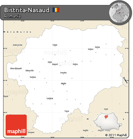 Classic Style Simple Map of Bistrita-Nasaud