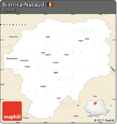 Classic Style Simple Map of Bistrita-Nasaud