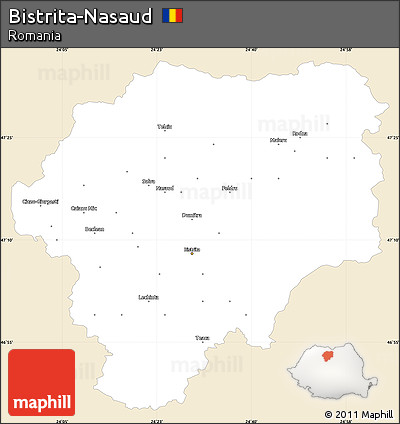Classic Style Simple Map of Bistrita-Nasaud, single color outside