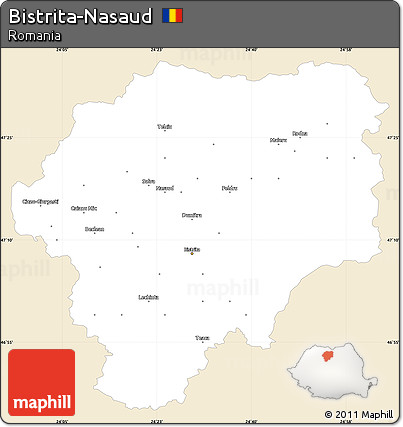 Classic Style Simple Map of Bistrita-Nasaud, single color outside