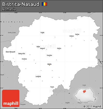 Gray Simple Map of Bistrita-Nasaud