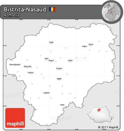 Silver Style Simple Map of Bistrita-Nasaud, cropped outside