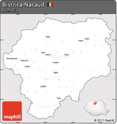 Silver Style Simple Map of Bistrita-Nasaud, cropped outside
