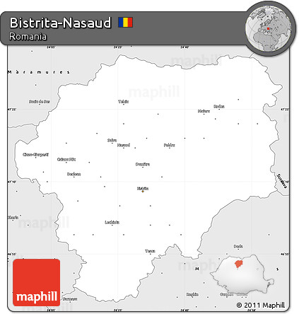 Silver Style Simple Map of Bistrita-Nasaud