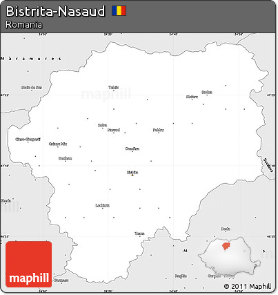 Silver Style Simple Map of Bistrita-Nasaud