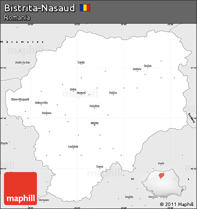 Silver Style Simple Map of Bistrita-Nasaud