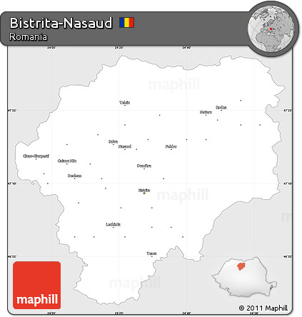 Silver Style Simple Map of Bistrita-Nasaud, single color outside