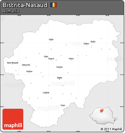 Silver Style Simple Map of Bistrita-Nasaud, single color outside