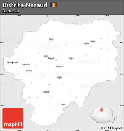 Silver Style Simple Map of Bistrita-Nasaud, single color outside