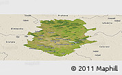 Satellite Panoramic Map of Bucuresti, shaded relief outside