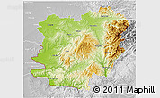 Physical 3D Map of Caras-Severin, lighten, desaturated