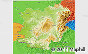 Physical 3D Map of Caras-Severin, political outside
