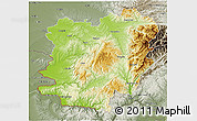 Physical 3D Map of Caras-Severin, semi-desaturated