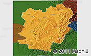 Political 3D Map of Caras-Severin, darken