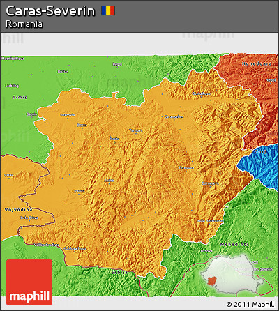 Political 3D Map of Caras-Severin