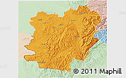 Political 3D Map of Caras-Severin, lighten