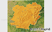 Political 3D Map of Caras-Severin, satellite outside