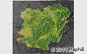 Satellite 3D Map of Caras-Severin, darken, desaturated
