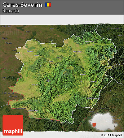 Satellite 3D Map of Caras-Severin, darken