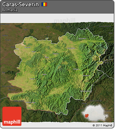 Satellite 3D Map of Caras-Severin, darken