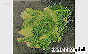 Satellite 3D Map of Caras-Severin, darken, semi-desaturated