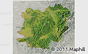 Satellite 3D Map of Caras-Severin, lighten, semi-desaturated
