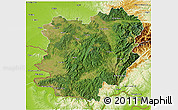 Satellite 3D Map of Caras-Severin, physical outside