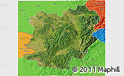 Satellite 3D Map of Caras-Severin, political outside