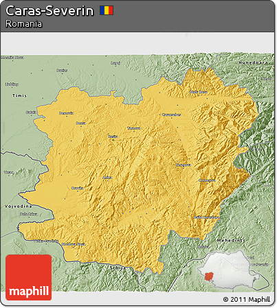 Savanna Style 3D Map of Caras-Severin