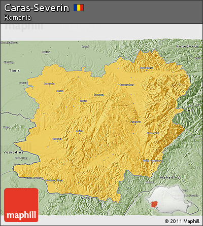 Savanna Style 3D Map of Caras-Severin
