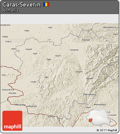 Shaded Relief 3D Map of Caras-Severin