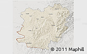 Shaded Relief 3D Map of Caras-Severin, lighten, semi-desaturated