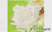 Shaded Relief 3D Map of Caras-Severin, physical outside