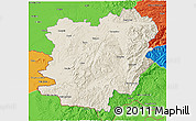 Shaded Relief 3D Map of Caras-Severin, political outside