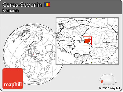 Blank Location Map of Caras-Severin