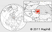 Blank Location Map of Caras-Severin, highlighted country