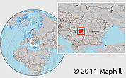 Gray Location Map of Caras-Severin, within the entire country